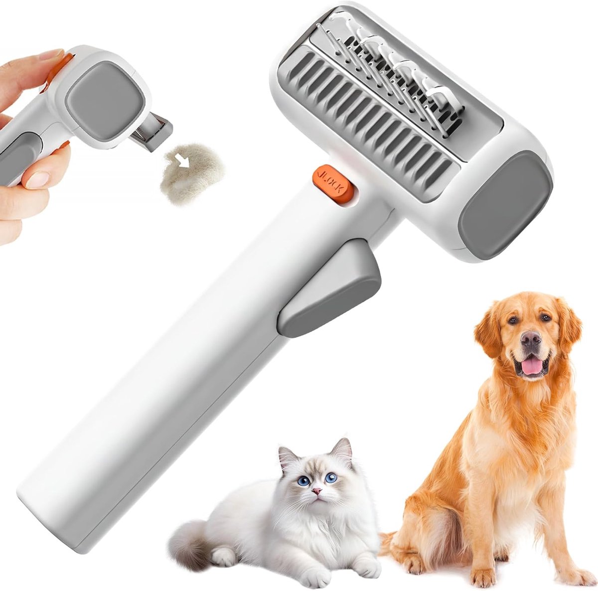 Hondenborstel en Kattenborstel 2 in 1, Ontklittende Kam met RVS Pinnen, Verwijdert Klitten en Losse Ondervacht, Geschikt voor Lang en Kort Haar