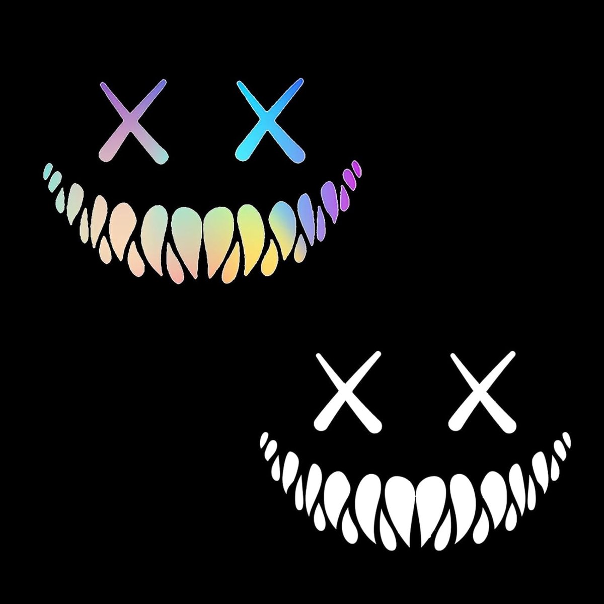 2 stuks reflecterende demon smile stickers achterruitstickers auto motorhelm stickers, reflecterende autostickers, geschikt voor auto's, motorfietsen, helmen, brievenbussen