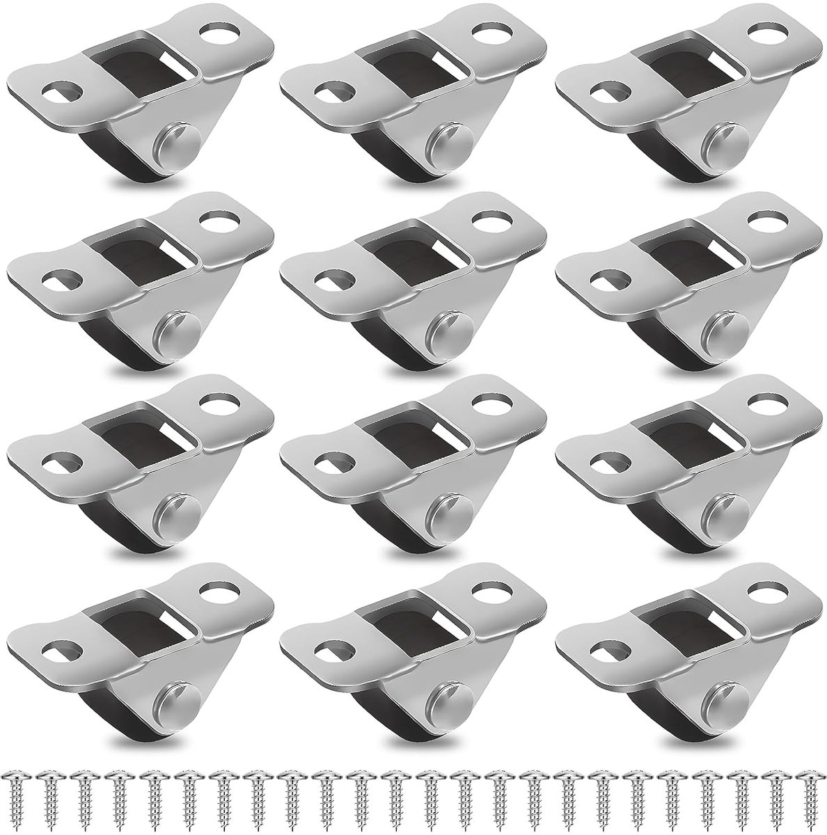 klein, 12 stuks, 1,2 cm, kleine rubberen meubelwielen met stalen bovenplaat, mini-wielen, bokwielen, niet draaibaar, voor meubels, kleine apparaten, doe-het-zelfprojecten
