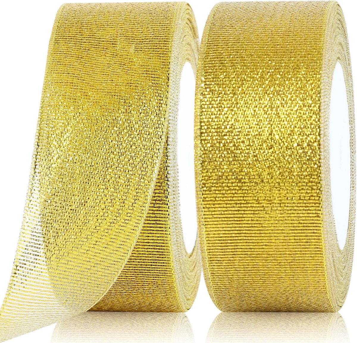 goud, 40 mm breed, 44 meter glitter cadeaulint, kerstlint voor geschenkverpakking, knutselwerk, verjaardag, doop, bruiloft