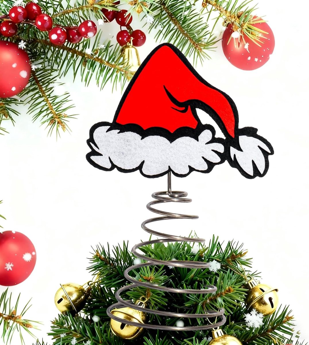 kerstmuts 21,99 x 14,98 cm boompiek vilt kerstmuts kerstboompiek dennenboompiek kerstboom topper kerstversiering