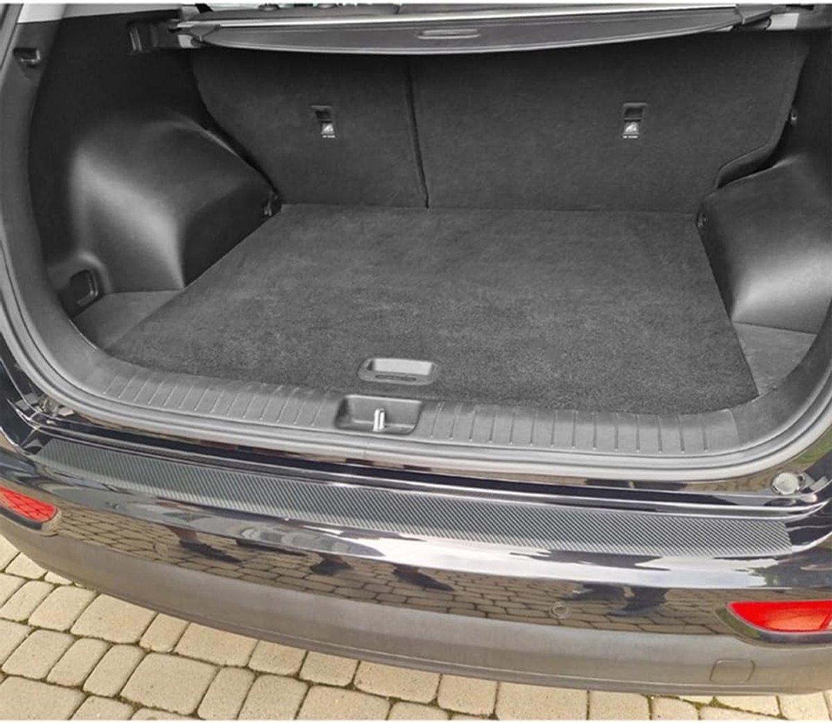 Achterbumperbeschermfolie compatibel met Mitsubishi Outlander III Facelift 2015-2020 - Carbon-look