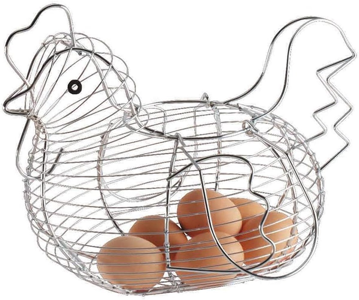 Eiermand met Handvat, Esthetische Metaaldraad Kipvormige Eieropbergmand, Kippeneiermand, Decoratieve Keukenopbergmanden (Zoals getoond)