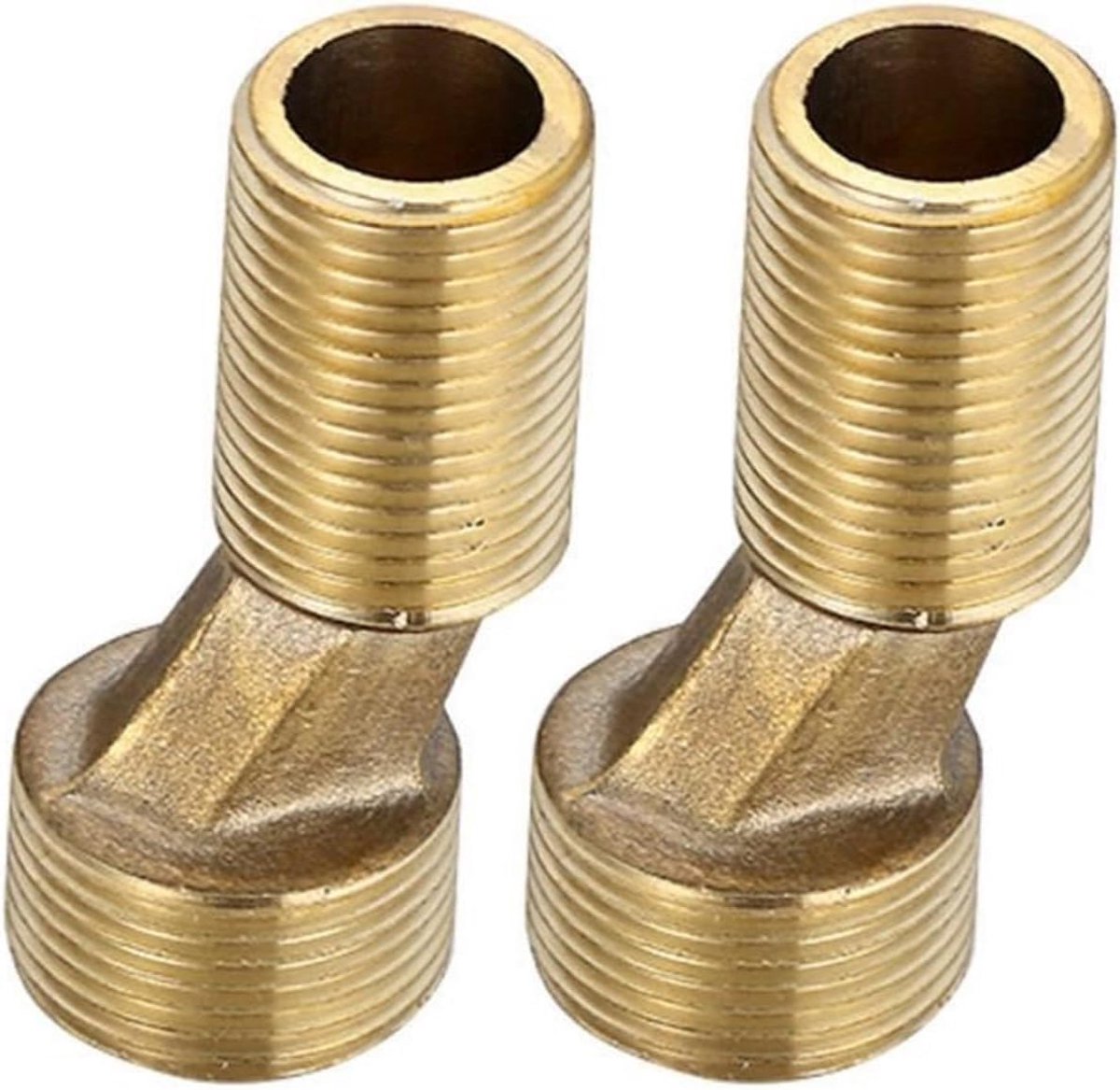 Set van 2 douche-adapters, schroefdraad G1/2 naar G3/4, excentriciteit 6 cm, messing aansluiting, geschikt voor wandgaten 125-160 mm