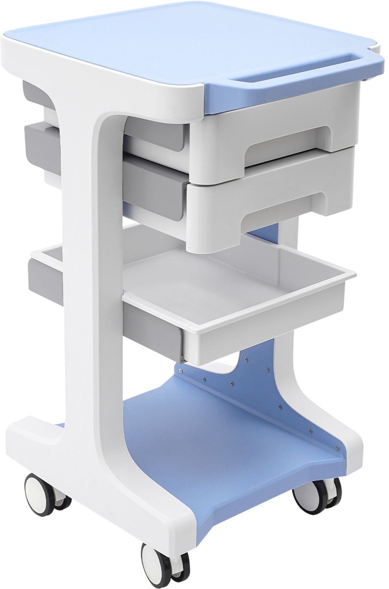 3-Tier Mobile Trolley Premium - 2 Drawers - 50kg Capacity - Modern Office Storage