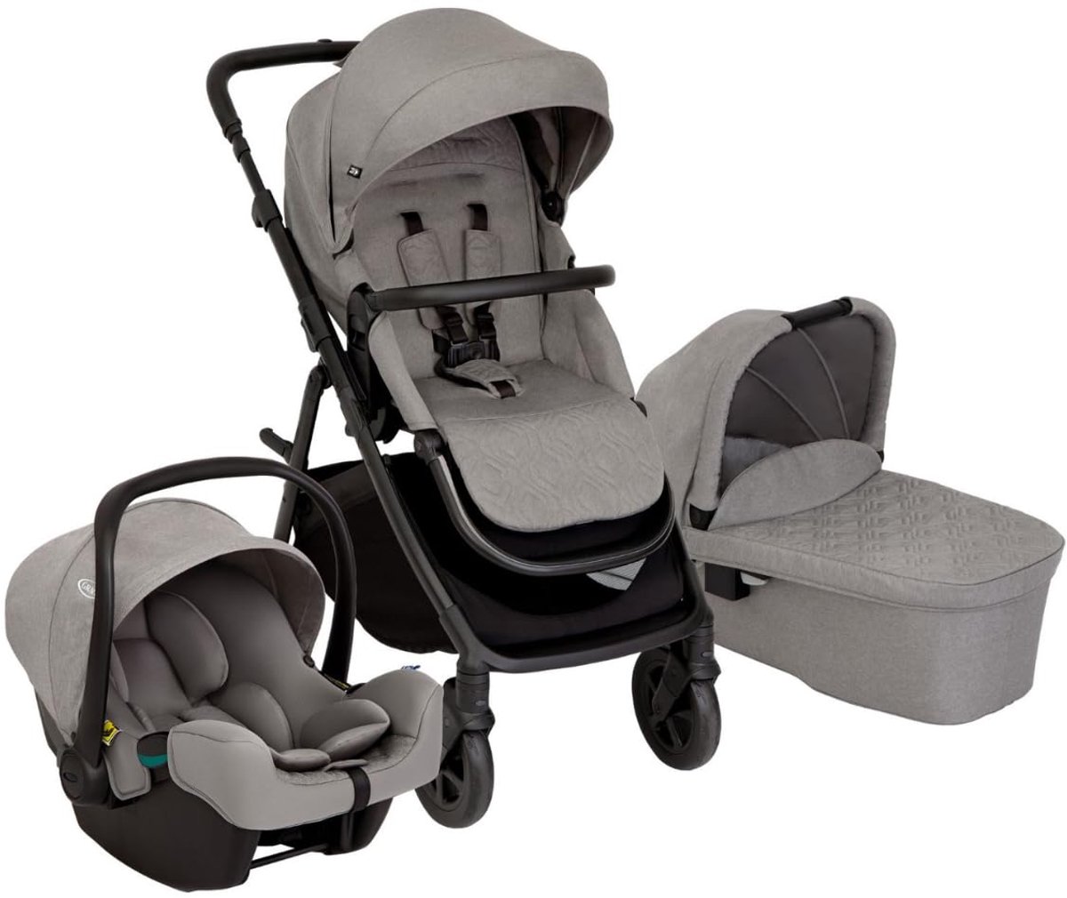 SnelShoppen - Graco Near2Me DLX Stylish Trio - Inclusief regenhoes, reiswieg en autostoeltje - Geschikt voor kinderen vanaf de geboorte tot ongeveer 4