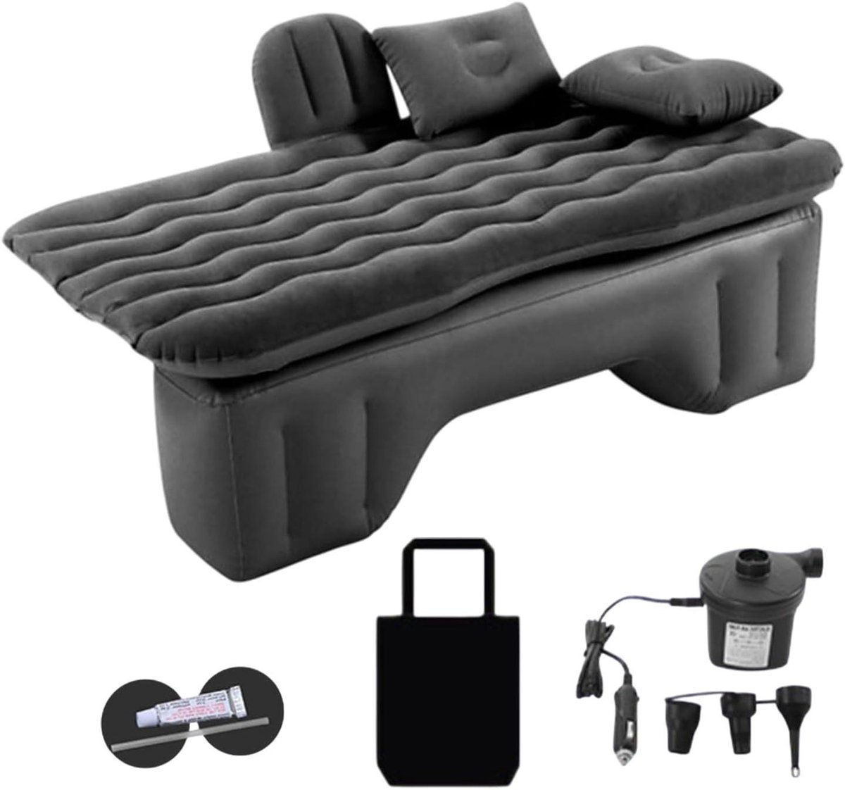 Opblaasbaar autobed - Luchtmatras auto Kampeerbed - Reizen en Kamperen - Ergonomisch ontwerp - 135x70 cm - Zwart