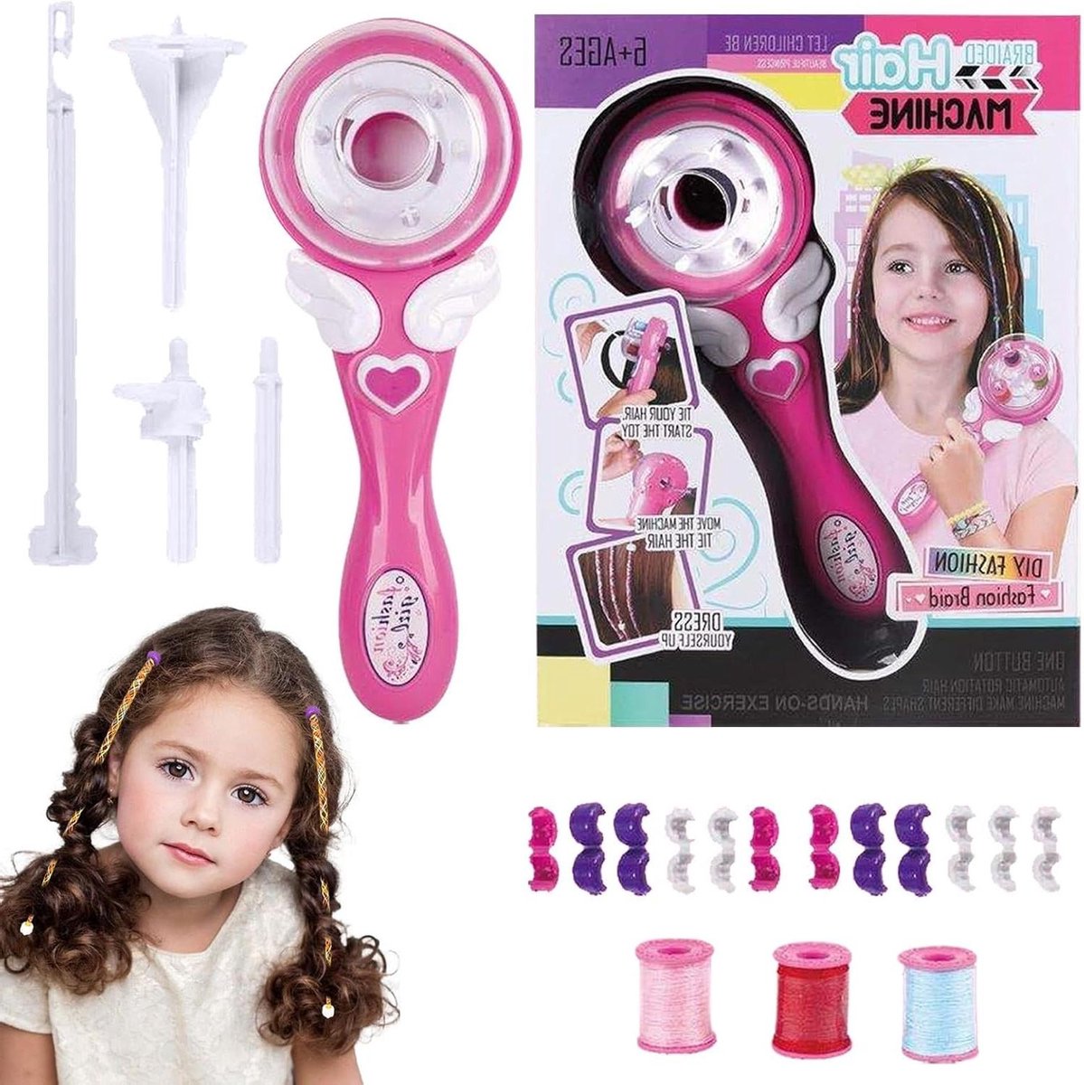 Elektrisch Vlechtapparaat - Haar Styling Tool - Kapsels Creëren - Automatische Draai Functie - Voor Kinderen - Blauw