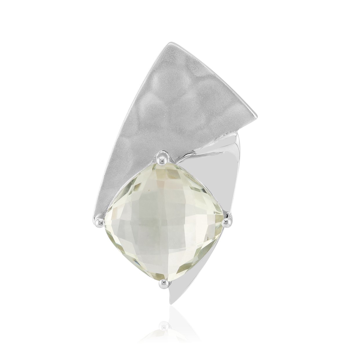 Cavill - Zilveren hanger met palladium - 3,035 ct Braziliaanse groene amethist - Antiek kussen-schaakbord slijpsel - Geometrisch modern design