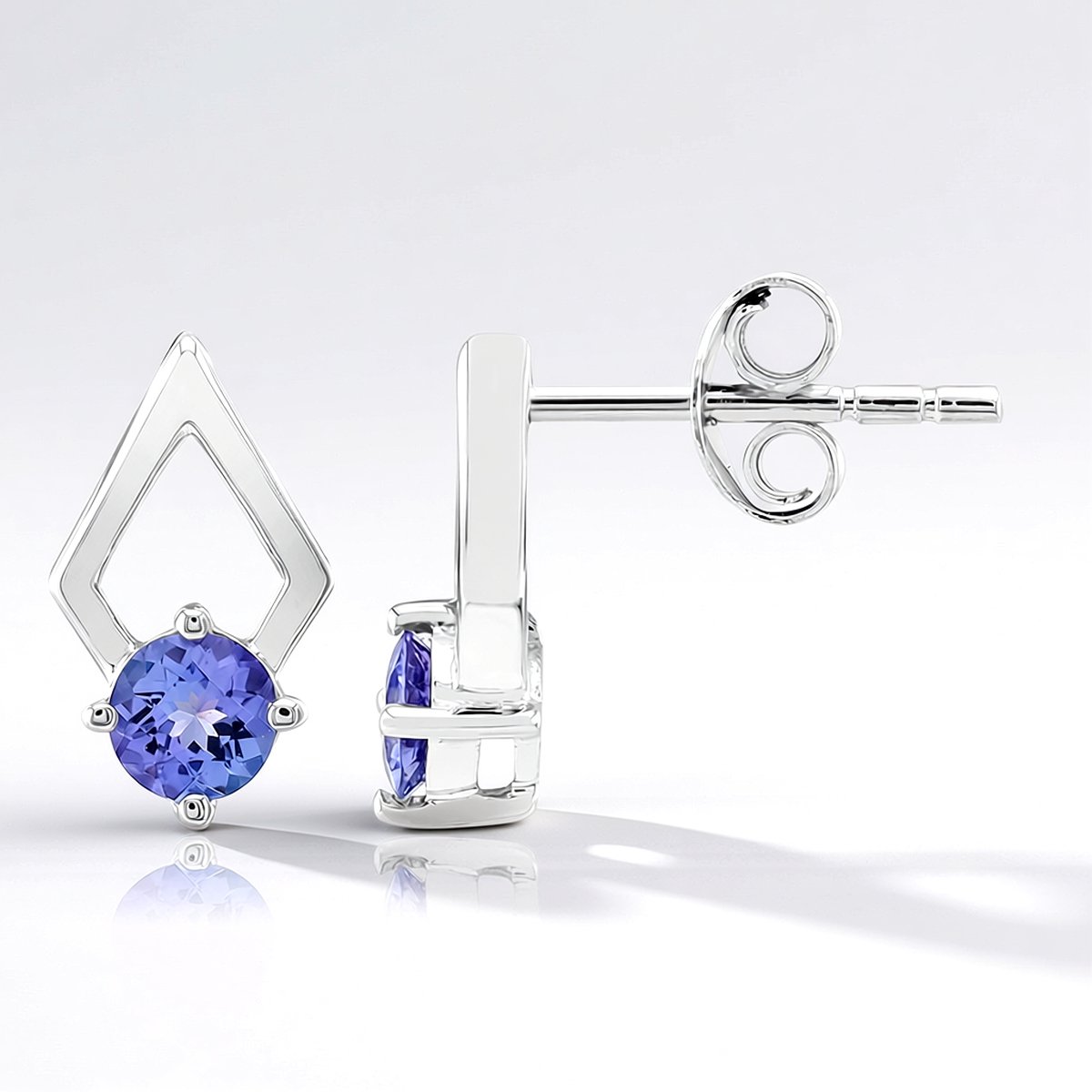 Cavill - Zilveren Oorbellen met 0,51 ct Tanzaniet Rondgeslepen - 925 Sterling Zilver Palladium - Elegante Oorknoppen voor Dames - Blauwe Steen