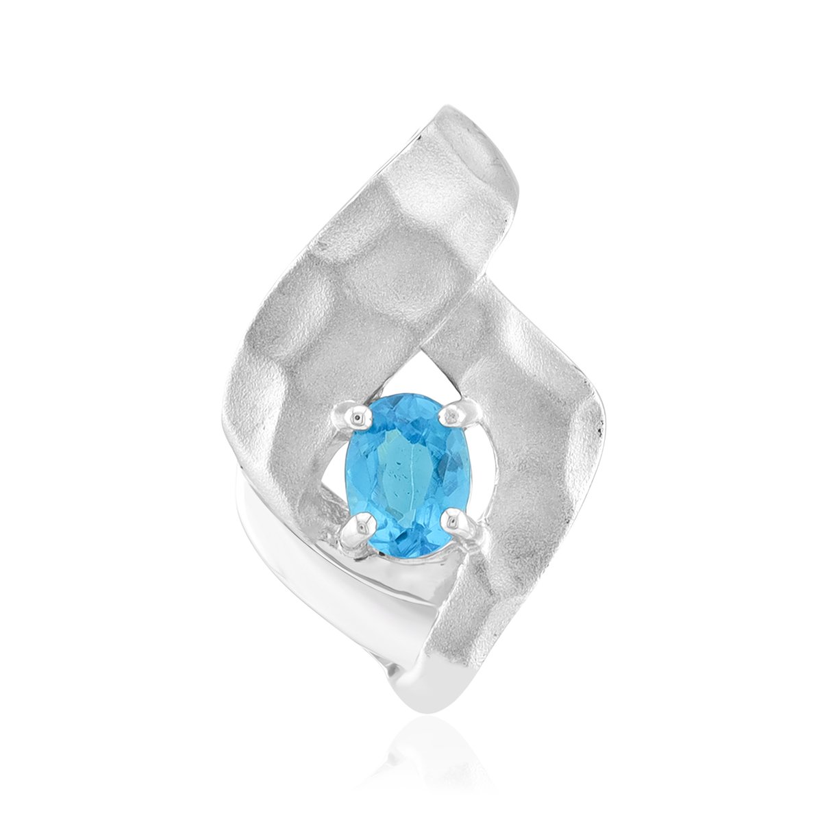 Cavill - Zilveren Hanger 925 Sterling met Palladiumlaag - Ovale Neonblauwe Apatiet 0,128 Ct - Edelstenen Sieraad - Dagelijks Draagbaar