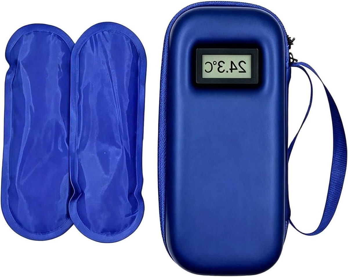 Reiskoeltas - Geïsoleerde tas - Temperatuur behouden - Digitaal display - 22 x 10 x 6 cm - Donkerblauw