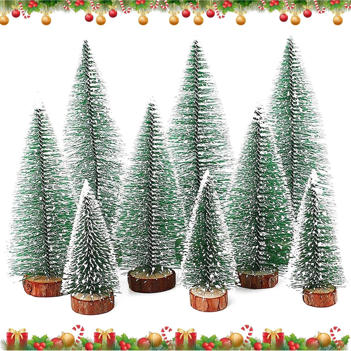 kerstboom, 9 stuks kleine kerstboom, kunstkerstboom, dennenboom, kerstboom voor kerstdecoratie kersttafeldecoratie, DIY, 10/16/20 cm, 3 maten
