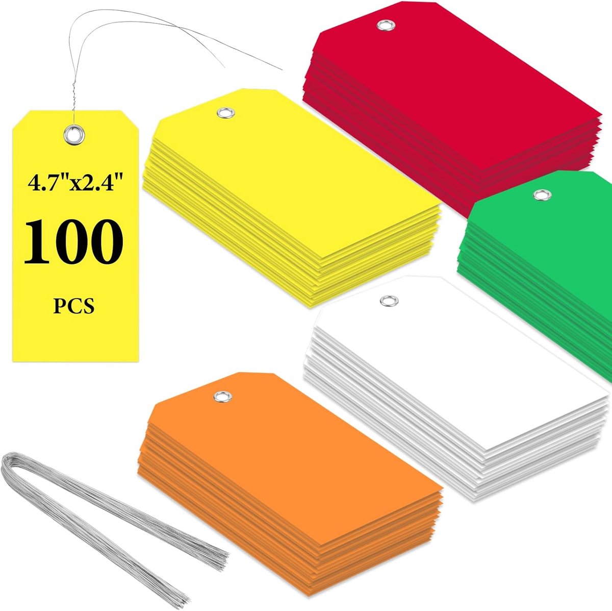 100 stuks kunststof prijskaartjes, prijskaartjes met draad, stijf waterdicht etiket, beschrijfbare blanco prijskaartjes voor etiket kleding sieraden geschenken