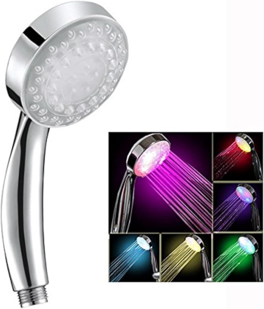 Led-verlichting met kleurverandering, douchekop, badkamer, led-douchekop, 7 kleuren, automatische verandering van ledlampen, handdouchekop