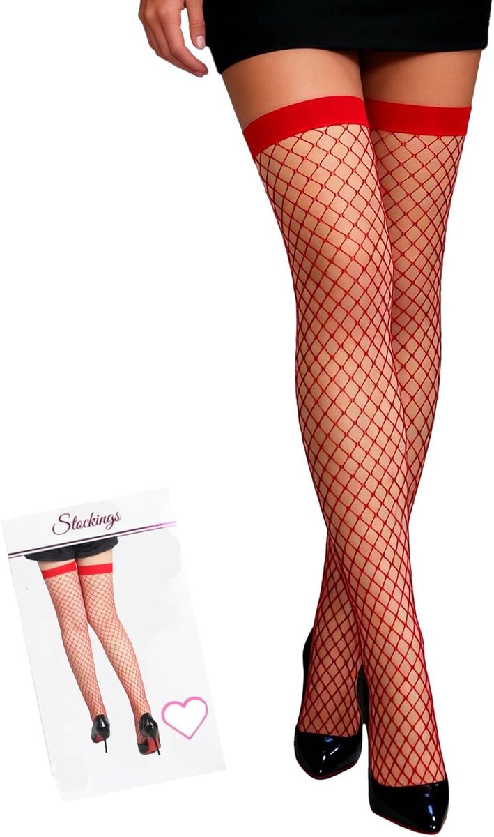 comeondear Netkousen zonder bandjes voor dames, sexy, XS-5XL, grote maten, elastische overknee-kousen, dijbeenhoog, voor kousenhouder, stay up pants, net kniekousen (boxer verpakking)