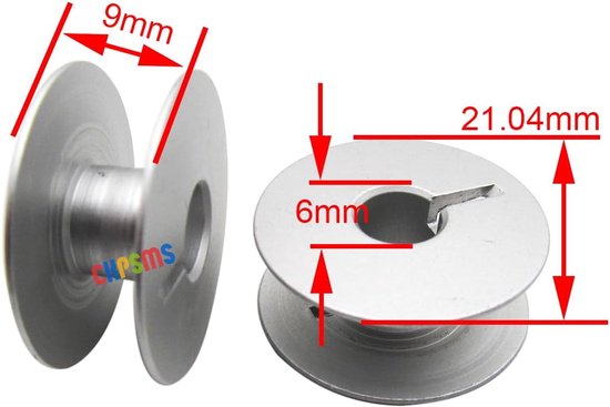 Merk- 20 stuks # 40264AS / 55623AS spoelen van aluminium met gleuf voor roller, Compatibel met/vervanging voor Juki Merk Brother Merk (20) — afbeelding 2