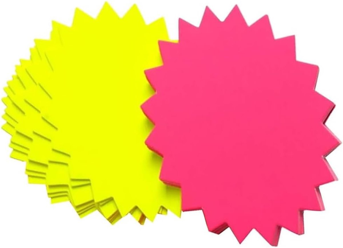 40 stuks winkeletiketten, fluorescerende papieren etiketten, Starburst papieren etiketten, lege verkoopdetailetiketten, prijskaartjes, promotie, voor supermarktwinkels