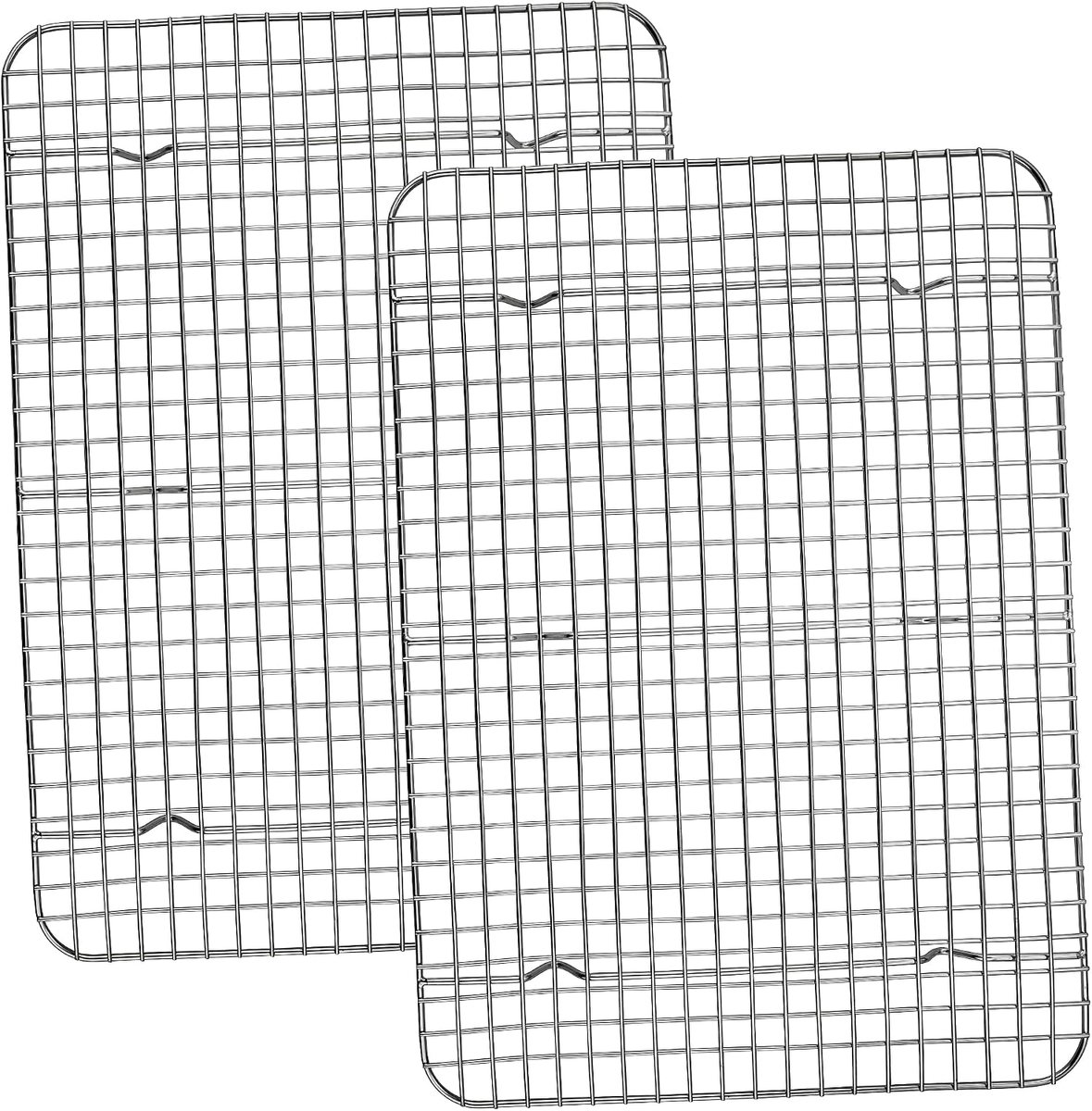 Koelrooster, roestvrij staal bakrooster, 2-delig set, groot rechthoekig koelrooster bakrooster voor bakken/koelen/braden/grillen, 39×28,5×2 cm, gezond & roestvrij & vaatwasserbestendig