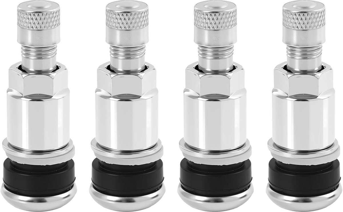 metalen ventielen, 4 stuks voor aluminium velgen, zilveren bandenventiel 11,3 mm, metalen ventielen auto voor aluminium velgen, duurzaam en robuust, personenauto, vrachtwagen, motorfiets