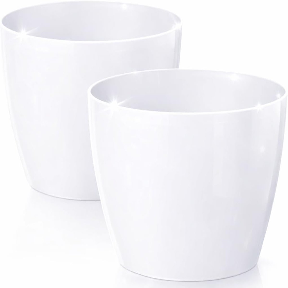 Flower Pot, Plant Pot, Plastic Decorative Large Set of 2, Herb Pot, White, Diameter 13.5 cm - ShopVlot