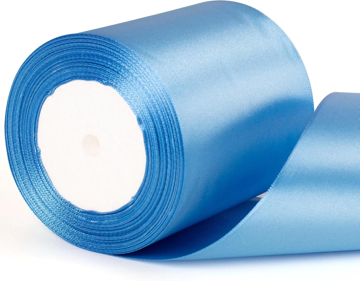 22 m x 10 cm breed azuurblauw lint, 10,2 cm dik blauw lint voor geschenkverpakking, bruiloft, Kerstmis, verjaardagscadeau, taart, haarstrik, bloemist, boeket, ambachten decoraties