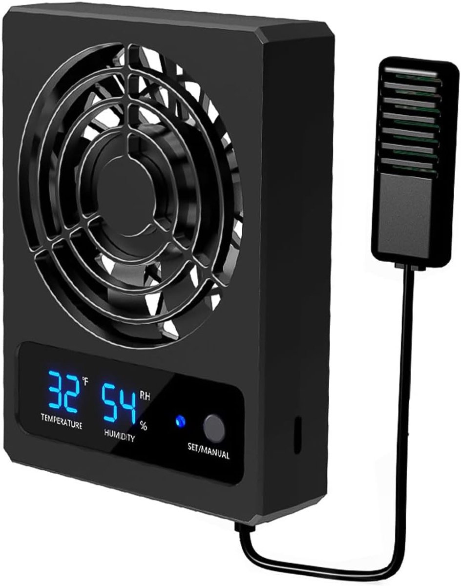 Reptile Vivarium Cooler, Reptile Temperatuur- en Vochtigheidsmeter, Automatische Ventilatieventilatorregeling voor Rainforest Terrarium Vivarium Reptielen