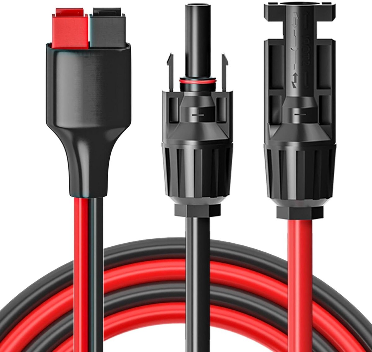 Zonnepaneelkabel - Verlengkabel Zonne-energie - Energie Opladen - 10AWG Puur Koper - 1 meter - Zwart/Rood