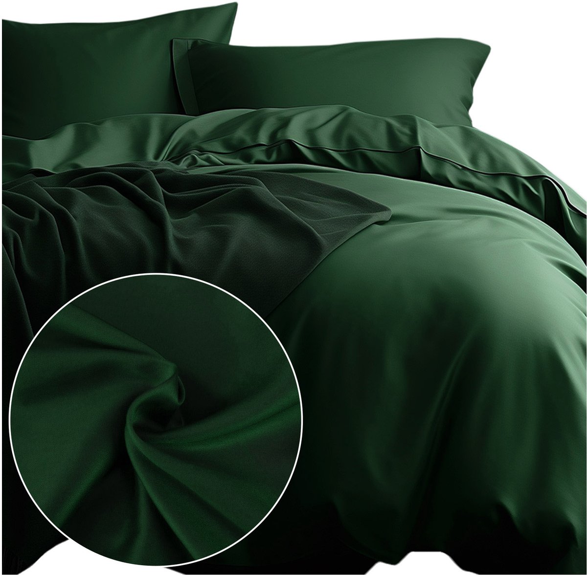 Darymex Satynlove Classic - Dekbedovertrek set - 100% Gekamd Katoen-Satijn - Met Ritssluiting - 180x200 cm - Flesgroen