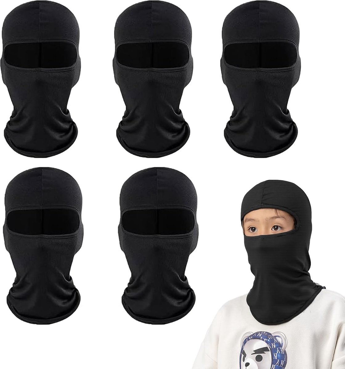 5 stuks dun skimasker, bivakmuts voor heren/dames, balaclava (DE/NL/SE/PL, alfanumerisch, eenheidsmaat, zwart)