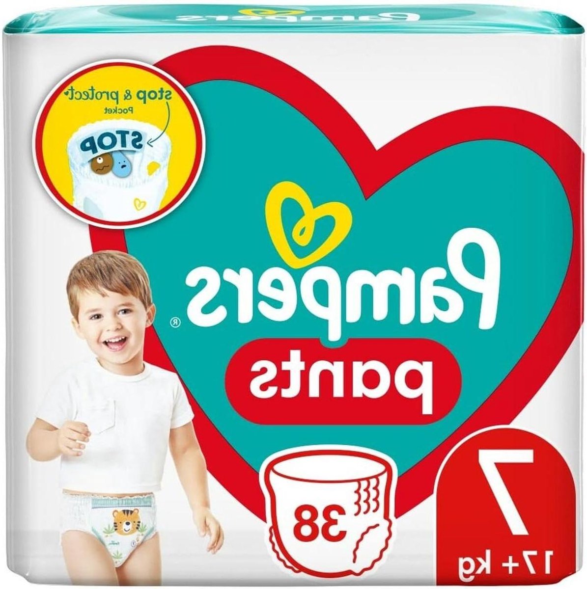 Baby Broekjes - Luierbroekjes - Droog Blijven - Stop & Protect - Maat 7 38 Stuks - Wit