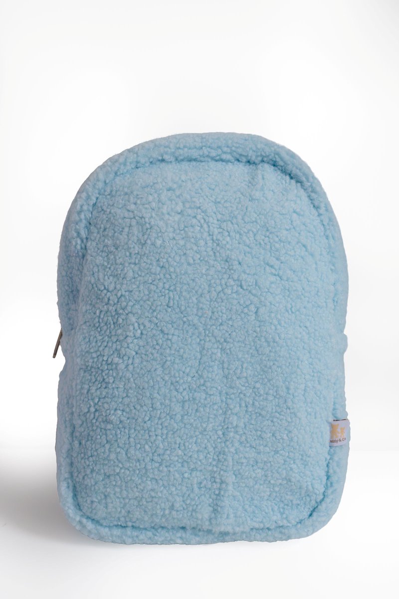 Teddy&Clo. - Teddy Kinderrugzak - Teddy/Fleece - 20 x 30 x 9 cm - Blauw - School & Opvang