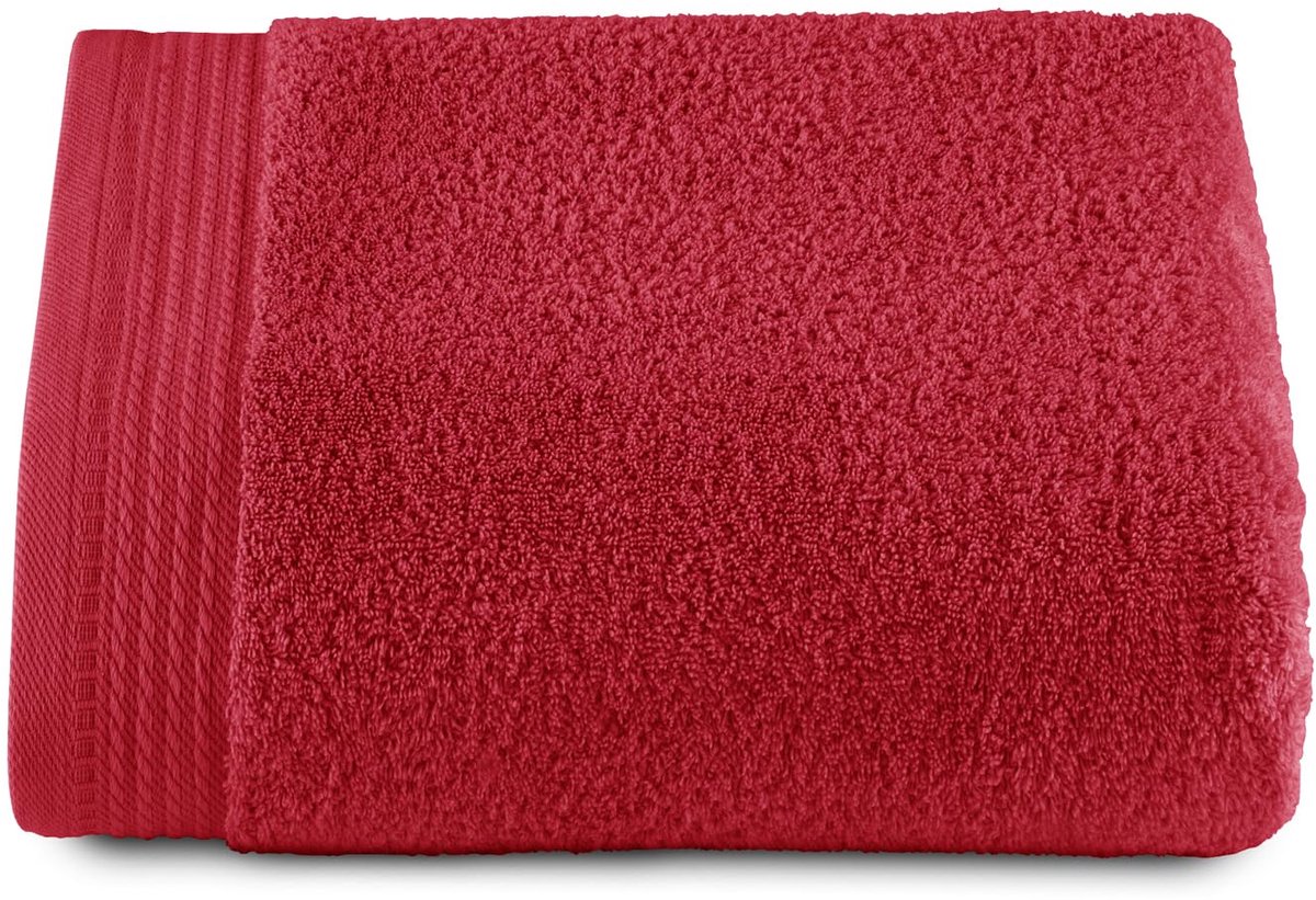 SnelShoppen - Grote Douchehanddoek - 100 x 150 cm - Rood - 100% Gekamd Katoen - Badhanddoek - Luxe 600 g/m² - Ideaal voor Thuis, Zwembad en Wellness