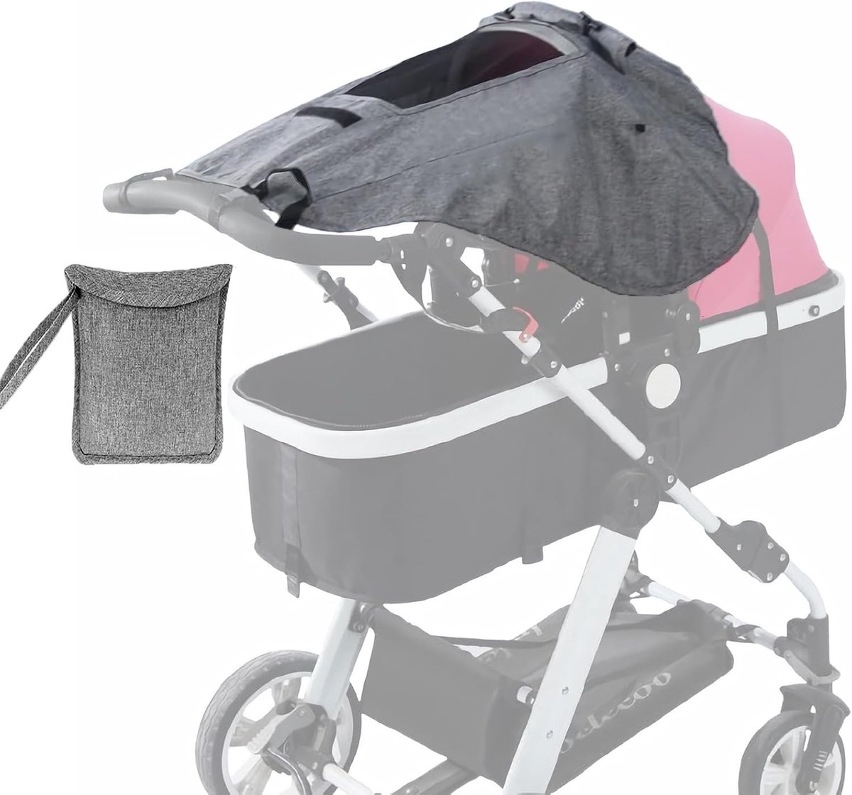 Universele Zonnekap voor Kinderwagens, UV-bescherming, Zonnedekking en Ventilatie voor Optimale Bescherming