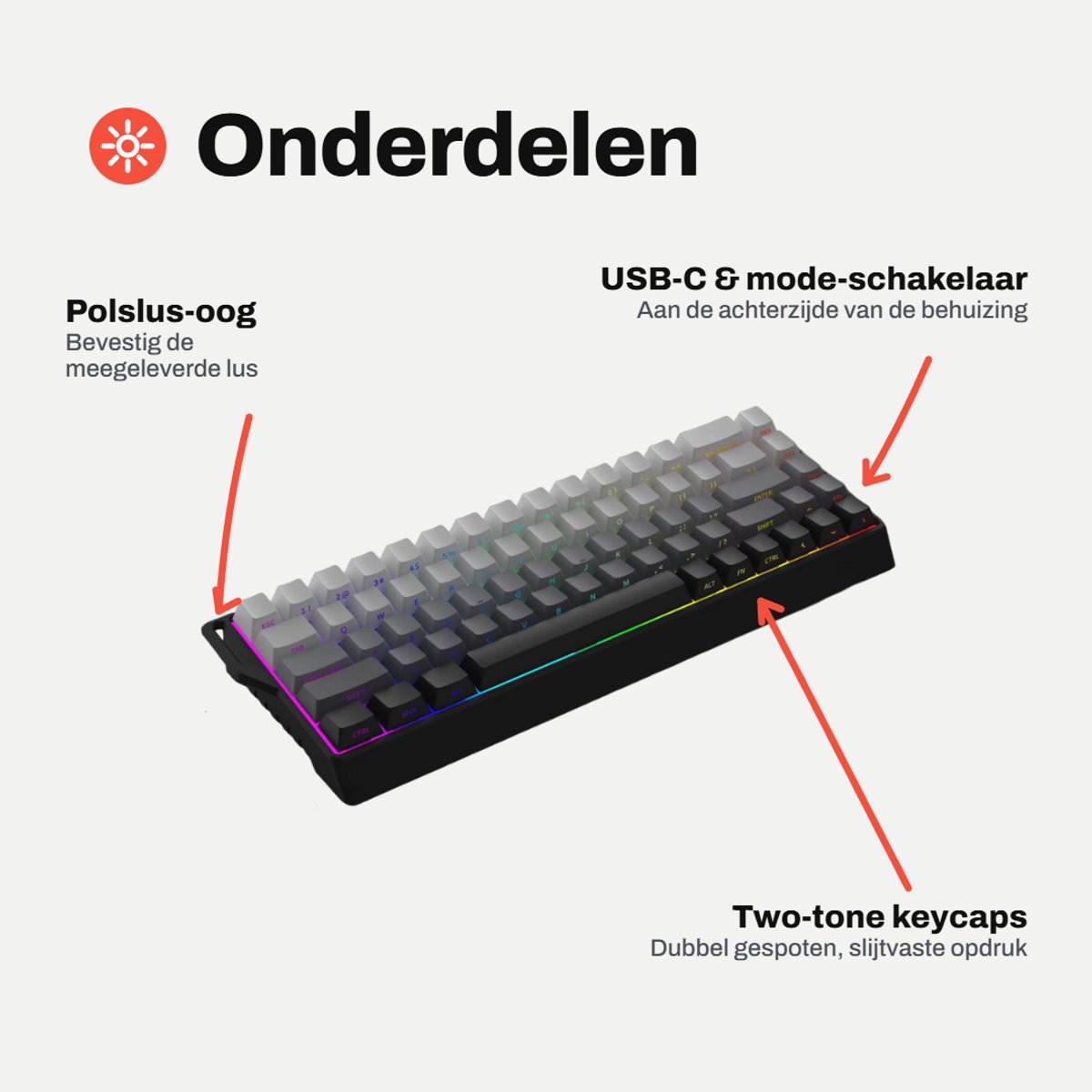 Amply K68 Mechanisch Gaming Toetsenbord - Draadloos Bluetooth & 2.4GHz en Bedraad thumbnail 6