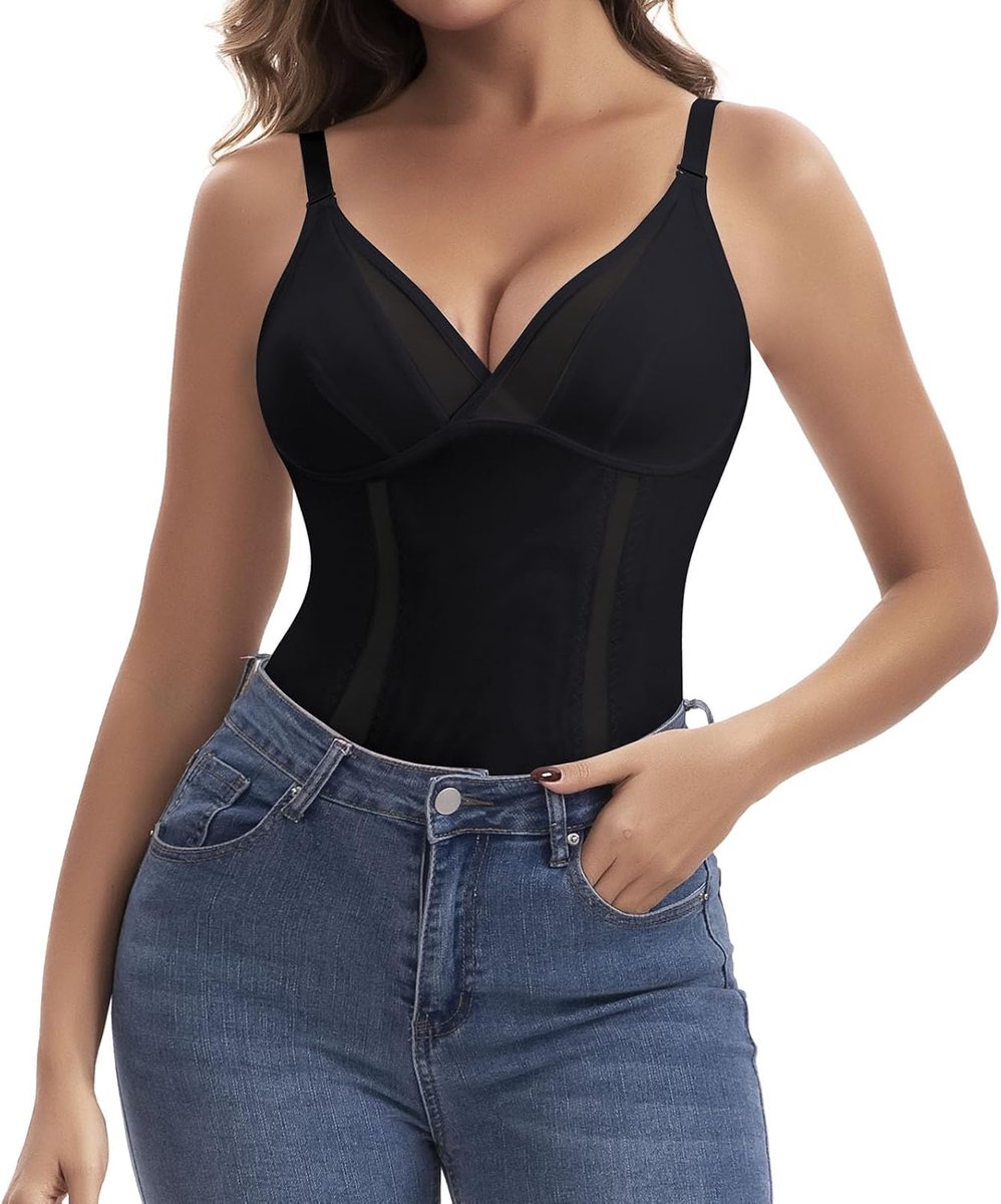 Damesonderhemden met V-hals, buikcontrole, shapewear, tanktop, buikweg, bodyshaper, zomer, mesh, camisole top