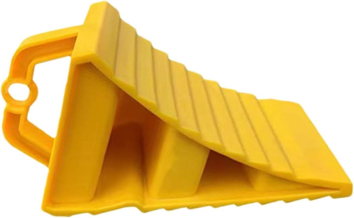 Wielstop Auto - Antislip Bandblokkades - Veilig Parkeren - Helder Geel Zichtbaar - 20x12x11 cm - Geel