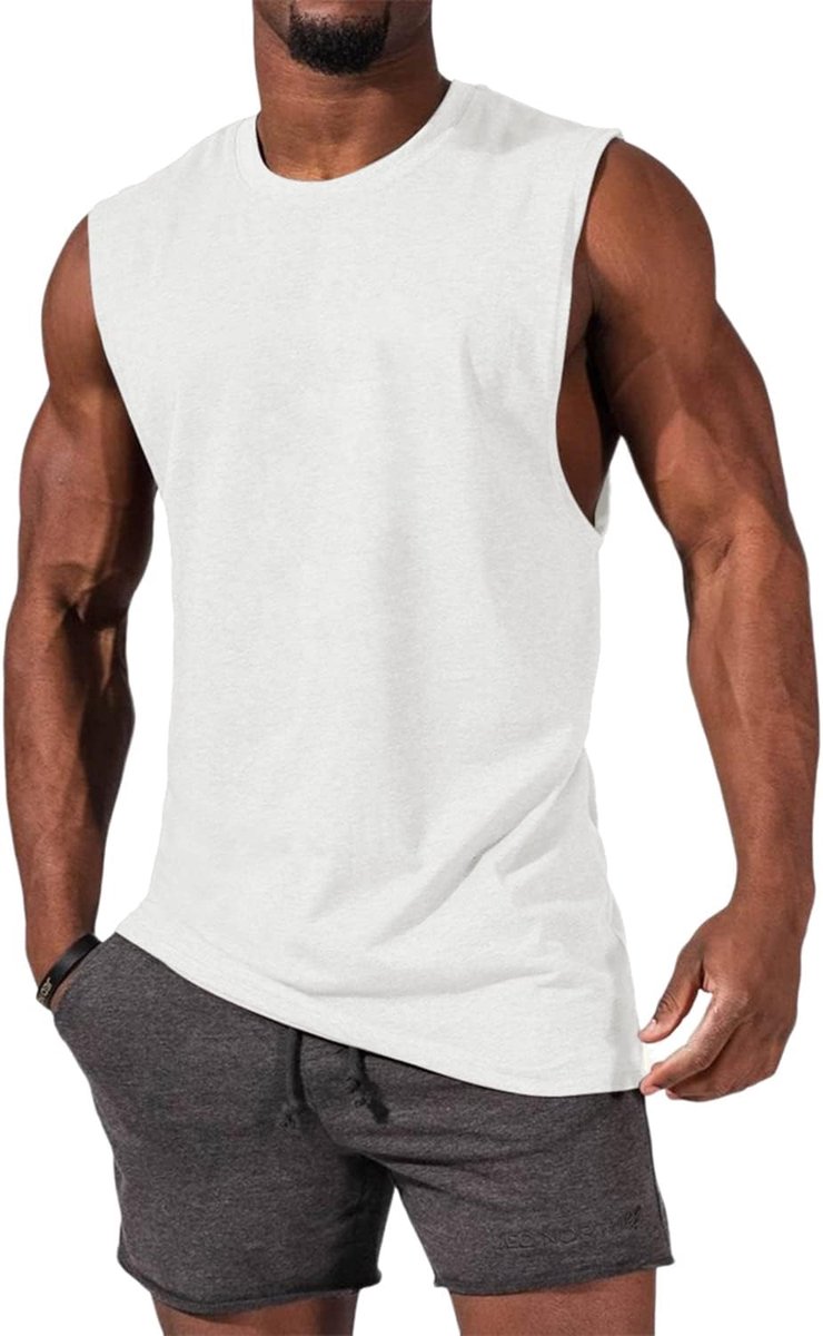 Tanktop voor heren, mouwloos spiershirt, gym, sport, onderhemd mannen, ronde hals, T-shirt, fitness, T-shirt voor mannen