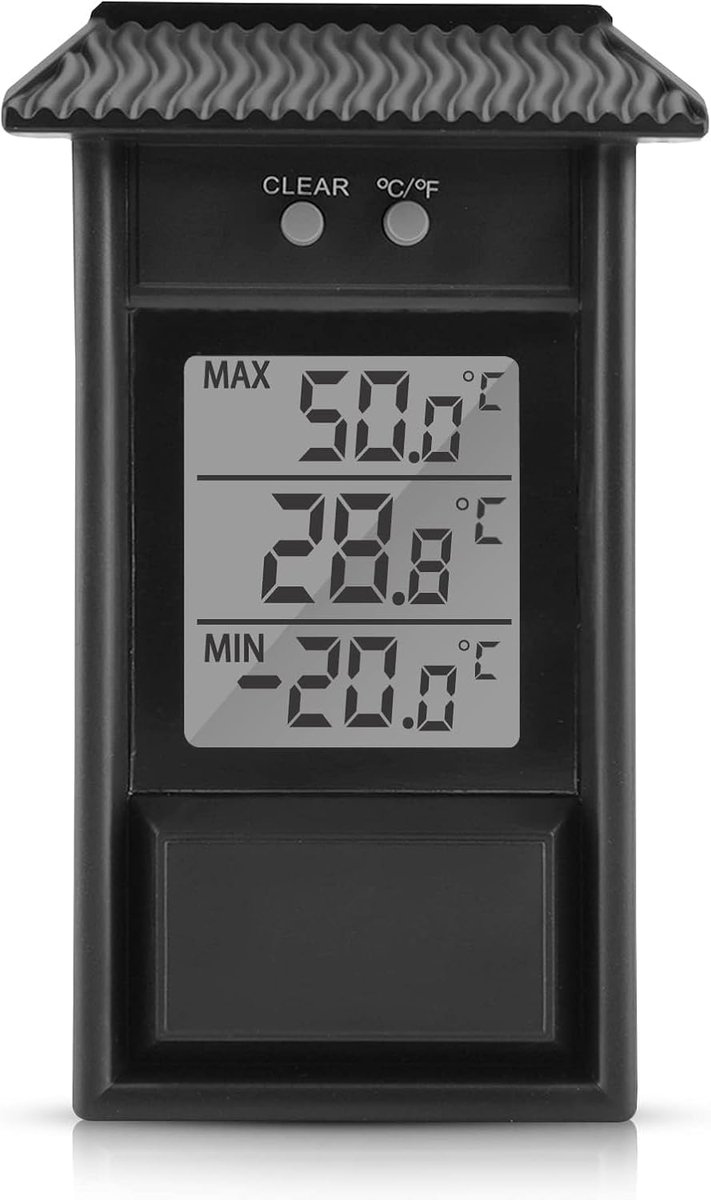 Thermometer voor binnen en buiten, max. en minimale temperaturen, temperatuurmeter Waterbestendig wandmontage tuinthermometer