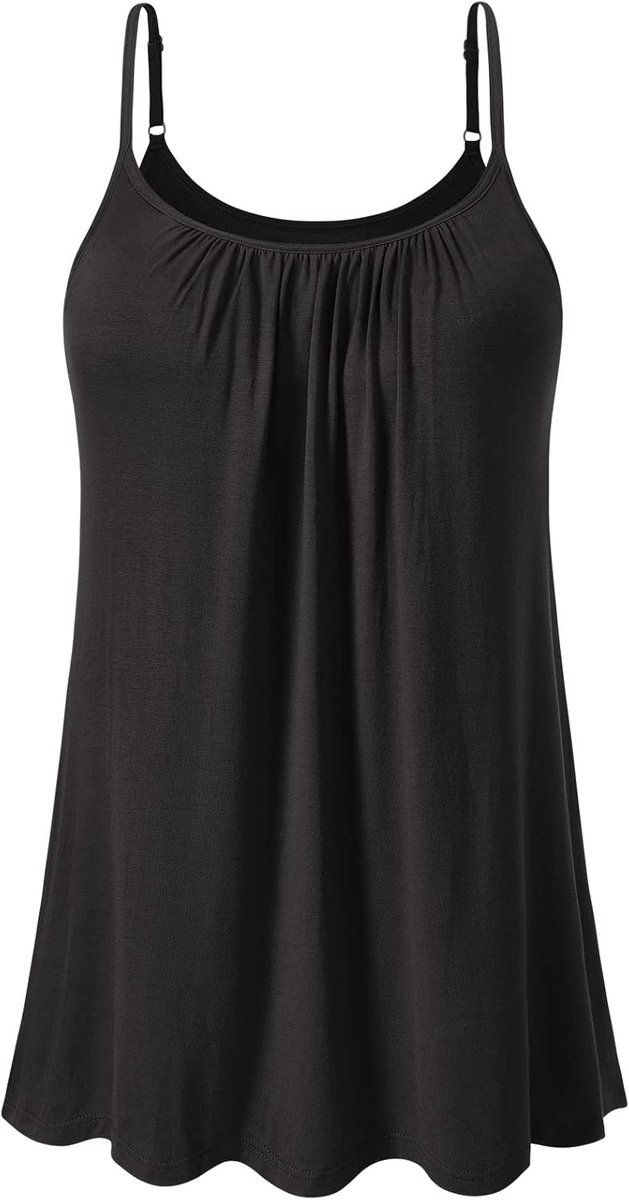 Dames verstelbare spaghetti tops geïntegreerde beha onderhemd losse mouwloze blouse S-XXXXL