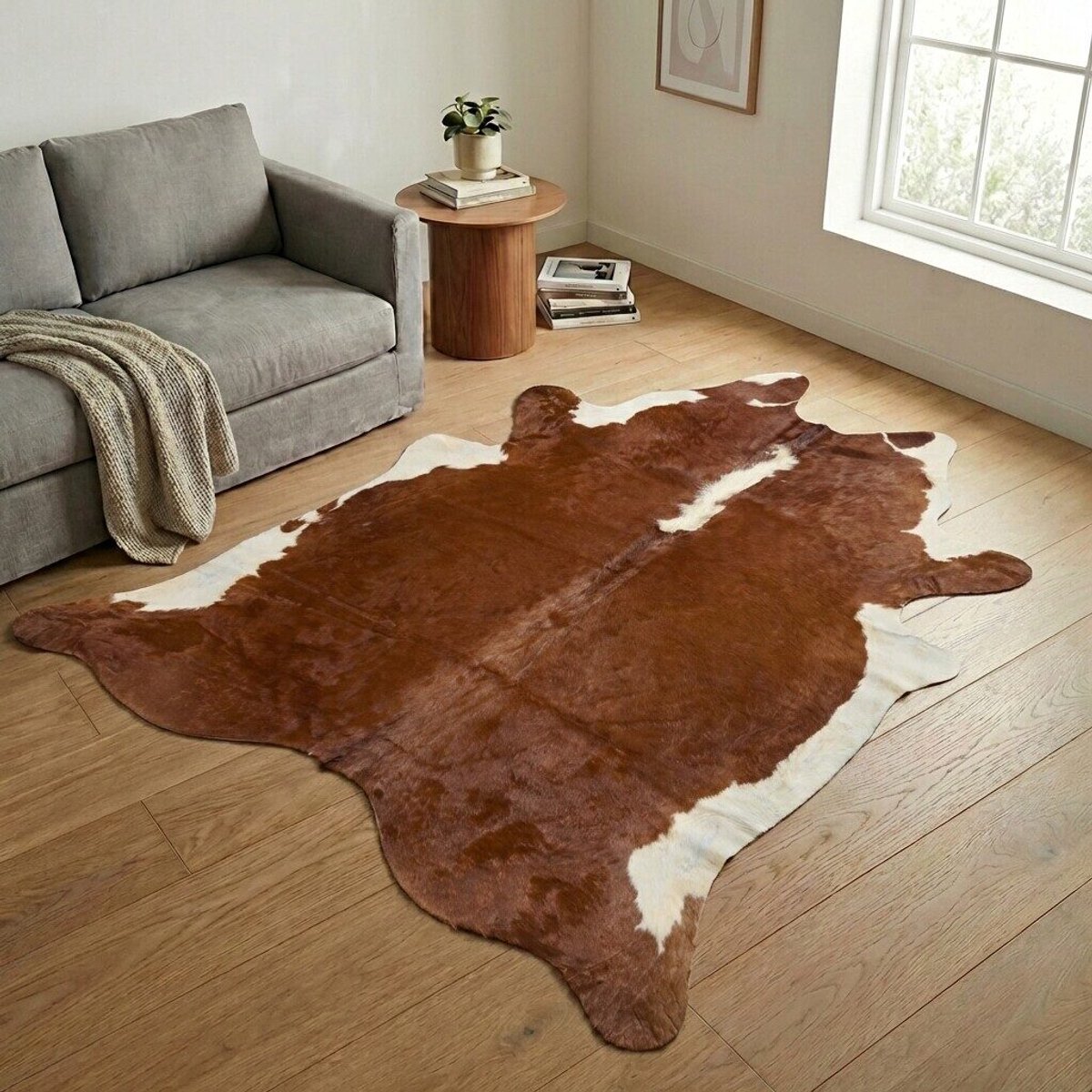 Koeienhuid Vloerkleed XXL (Extra Groot) - Bruin-wit - 255 x 224 cm - Koeienkleed / Koeienvel / Dierenvel / Dierenhuid / Koehuid Tapijt