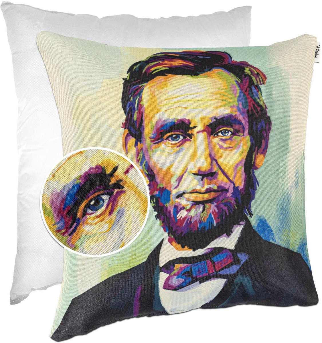 ANRO Abraham Lincoln Sierkussen 40x40 cm - Gobelin - Inclusief vulling Multicolor