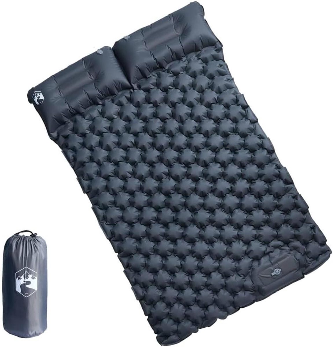 Zelfopblazende Campingmatras - Kampeerluchtbed Dubbel - Comfortabel Kamperen - Geïntegreerde Kussens - 195 x 130 cm - Grijs