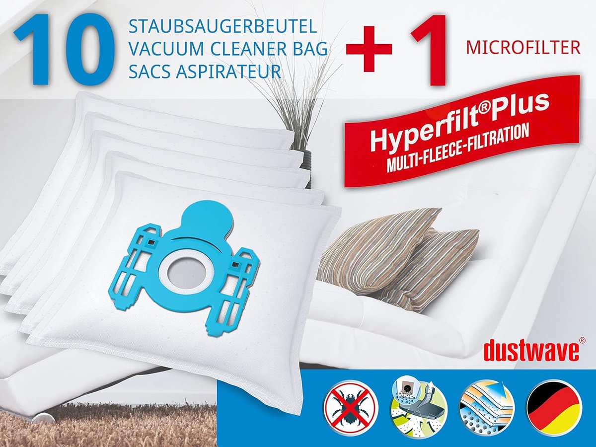 Stofzuigerzakken - Stofzakken Vlieszakken - Stofzuigen Thuis - Meerlaags Microvlies - 10 Stuks - Wit