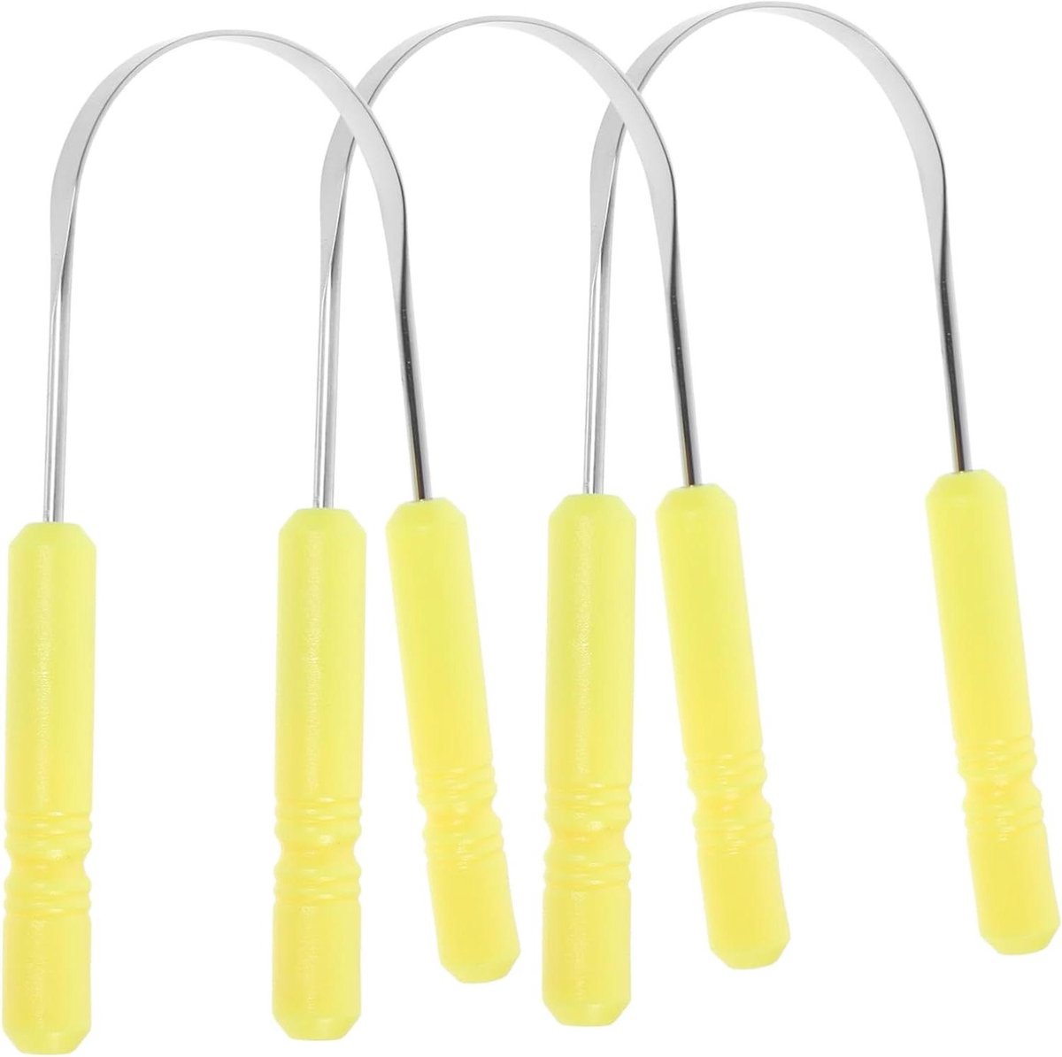 Tong Schraper Set - Mondverzorging Hulpmiddel - Frisse Adem - Roestvrij Staal - 3 Stuks - Geel