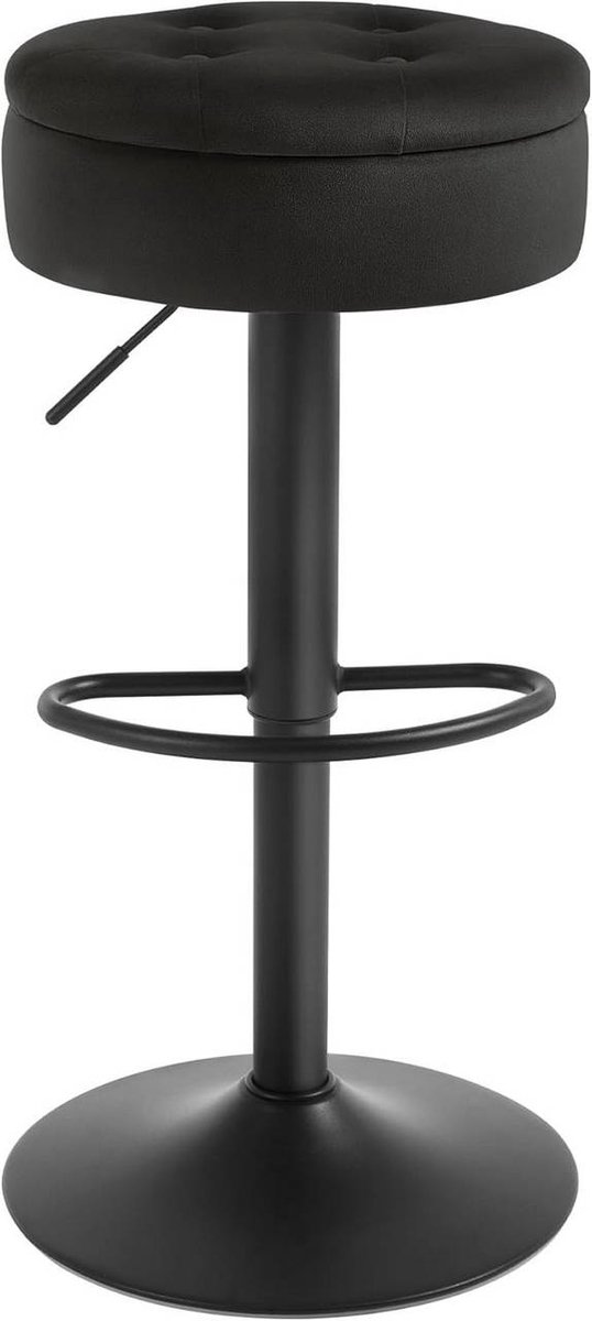 SureDeal® - Barkruk - Kruk - Opbergruimte - Hoogte verstelbaar - Draaibaar - Fluweel metaal - 39x39x60,5 cm - Zwart