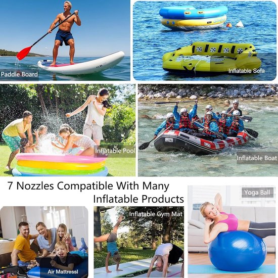 Opblaasbare pomp adapter - Ventiel adapter - Watersport accessoires - Zeven mondstukken - 8 stuks - Zwart — afbeelding 4