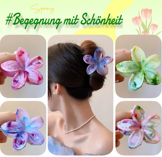 4 stuks kleurrijke bloem haarclips middelgrote bloem haarspelden dames antislip haarclips elegant haaraccessoires voor vrouwen meisjes — afbeelding 4