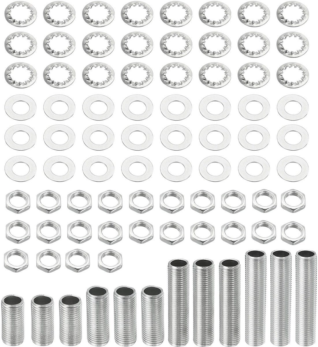 sourcing map 84 stuks lampbuisset, sluitringen, 4 maten, 1/8IP schroefdraadbevestigingen voor kroonluchter, plafondlamp, reparatie, doe-het-zelf hardware