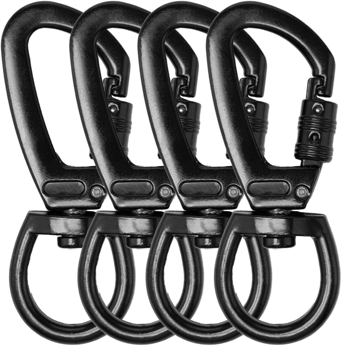 4 stuks draaibare karabijnhaak clips - 360° draaibare zware zinklegering veer sleutelhanger clip voor rotsklimmen en hondenwandellijn